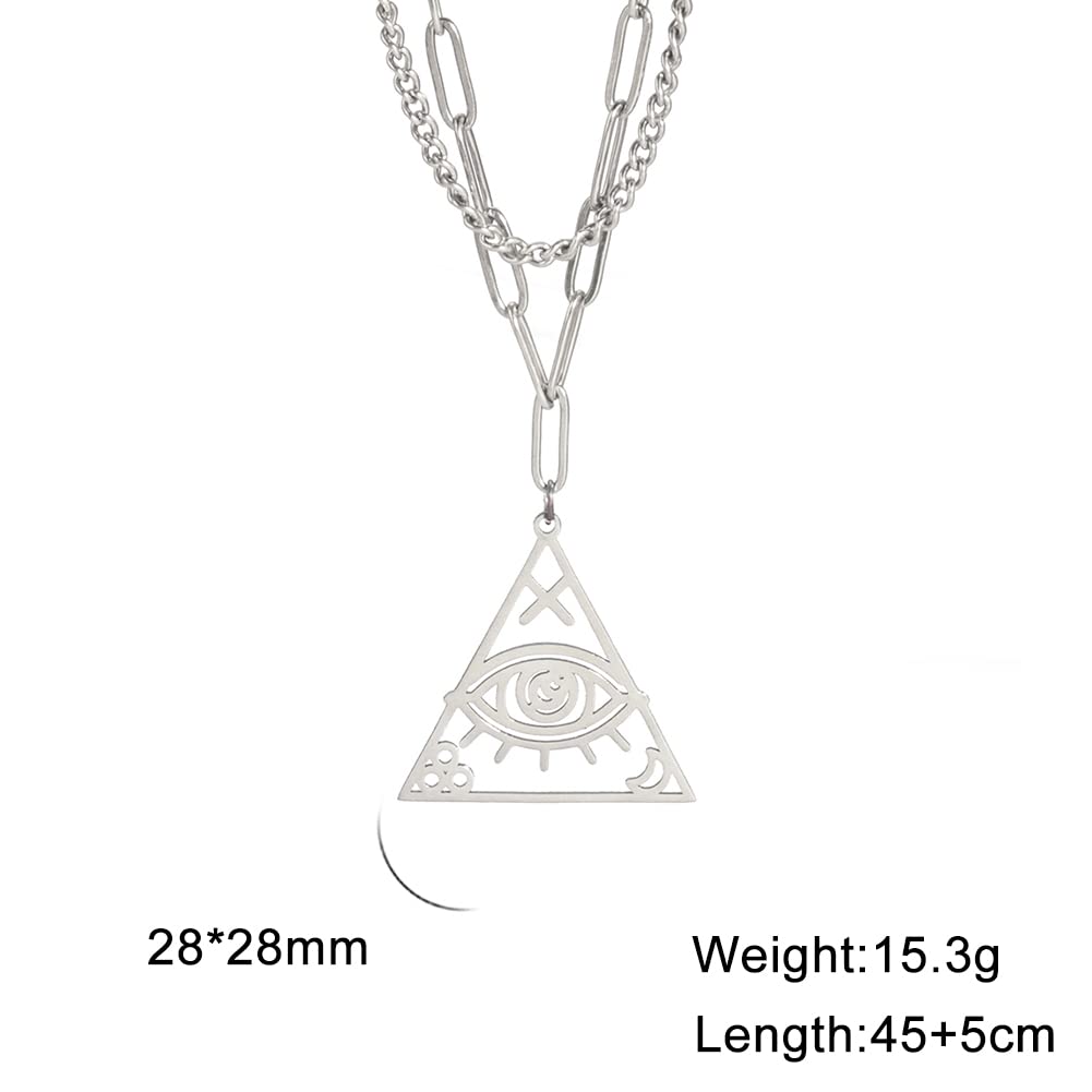 EUEAVAN Necklaces Collana occhio Horus acciaio triangolo