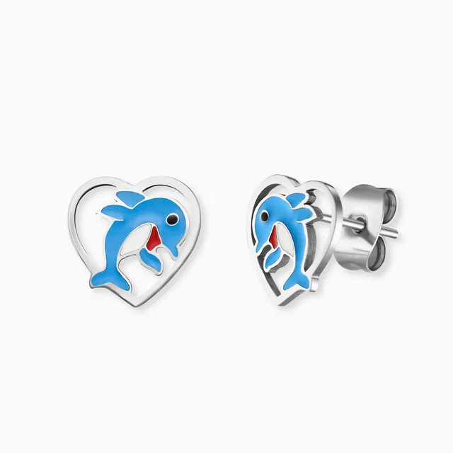 Engelsrufer Kinder Delfin Orecchini Bambina Acciaio Smalto Blu