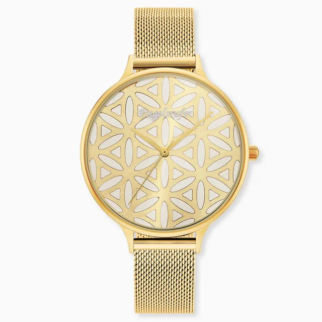 Engelsrufer Lebensblume Orologio Acciaio Oro Mesh Beige