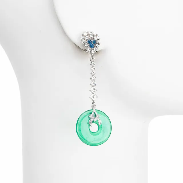 Chic Ad Hoc Orecchini Clip Liberty Argento Verde e Blu