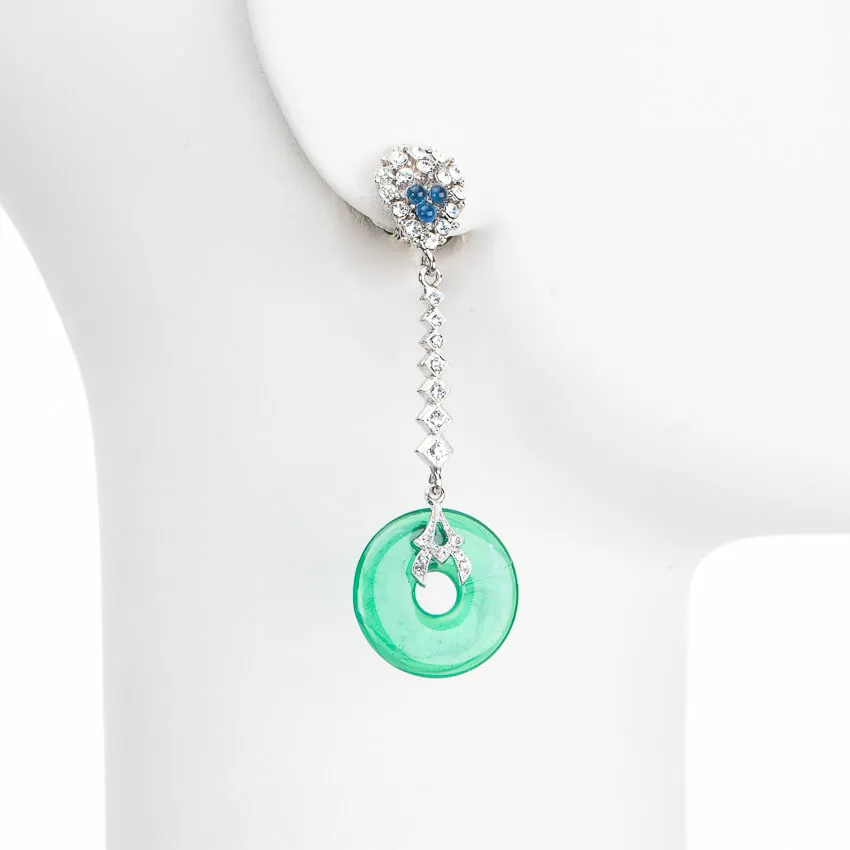 Chic Ad Hoc Orecchini Clip Liberty Argento Verde e Blu