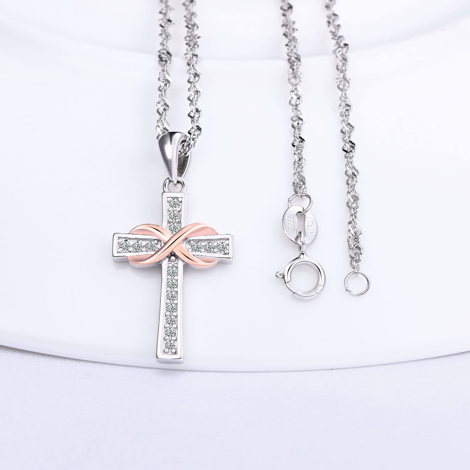 INFINIONLY Fashion Necklaces B-collane collana argento croce