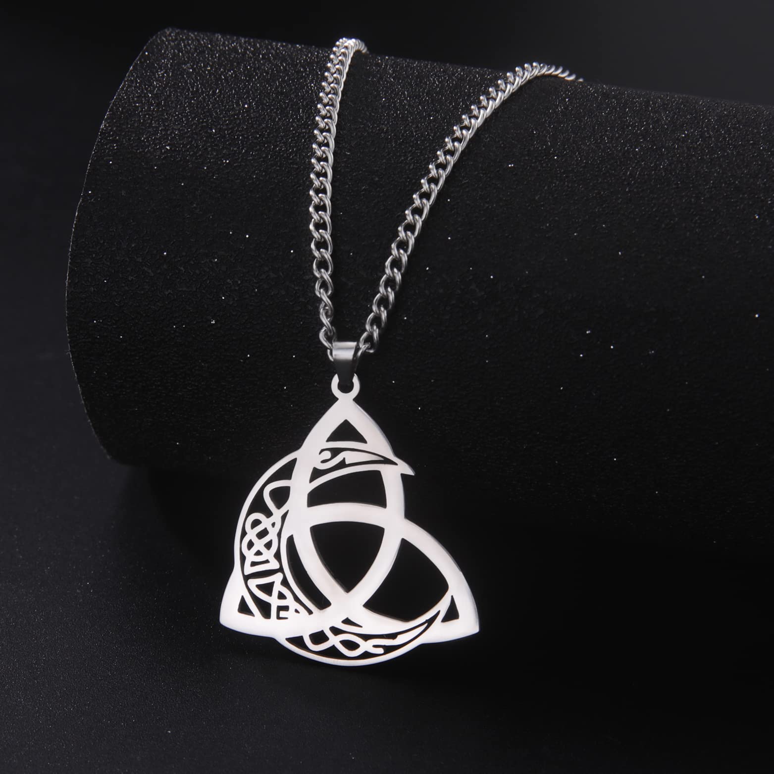 EUEAVAN Necklaces collana luna celtica mezzaluna Trinity vintage
