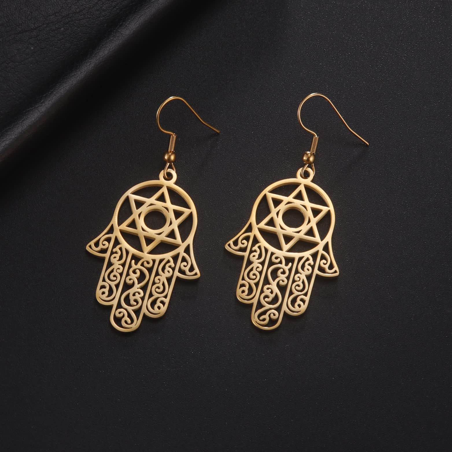EUEAVAN Earrings Orecchini Hamsa oro amuleto protezione