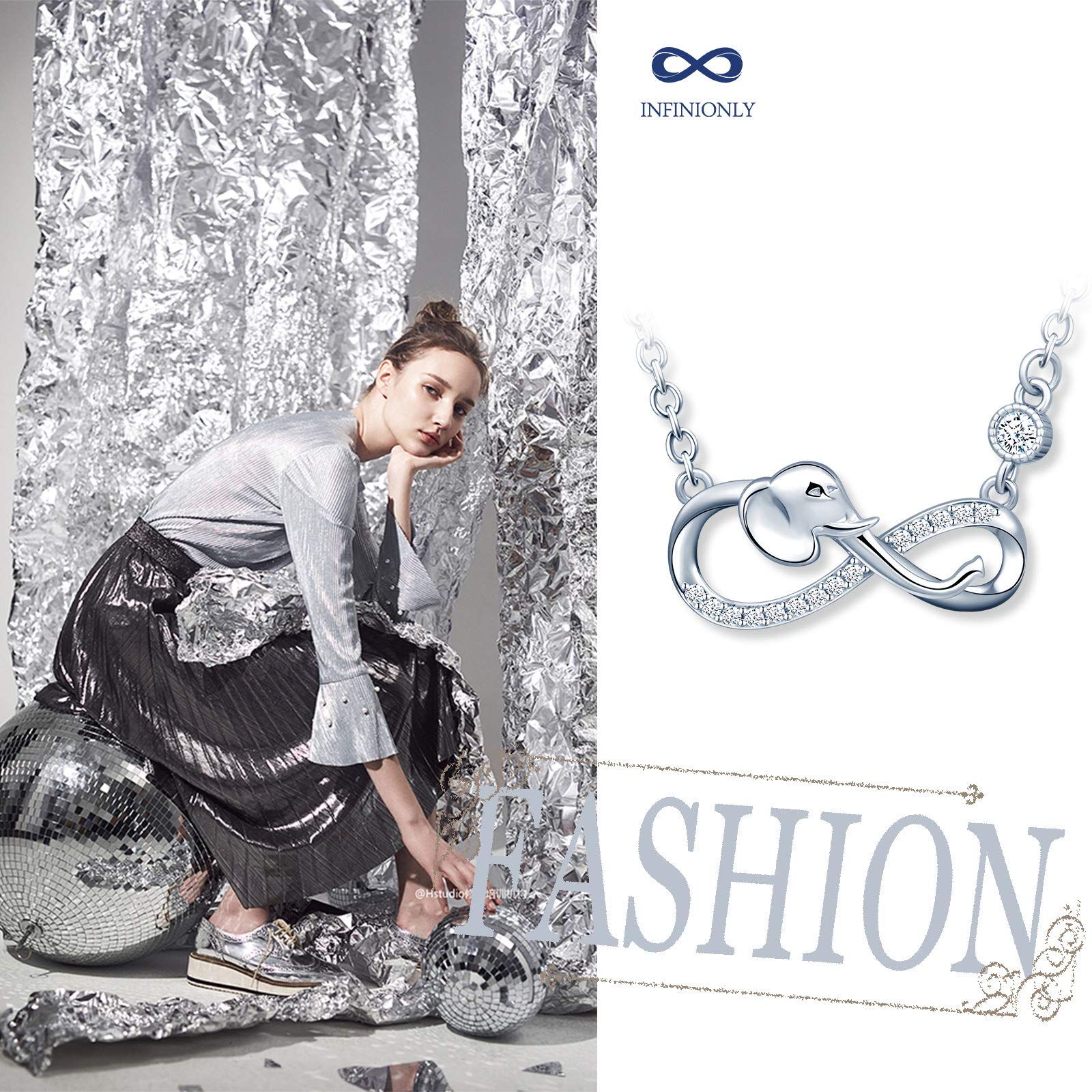 INFINIONLY Fashion Necklaces collana argento infinito elefante