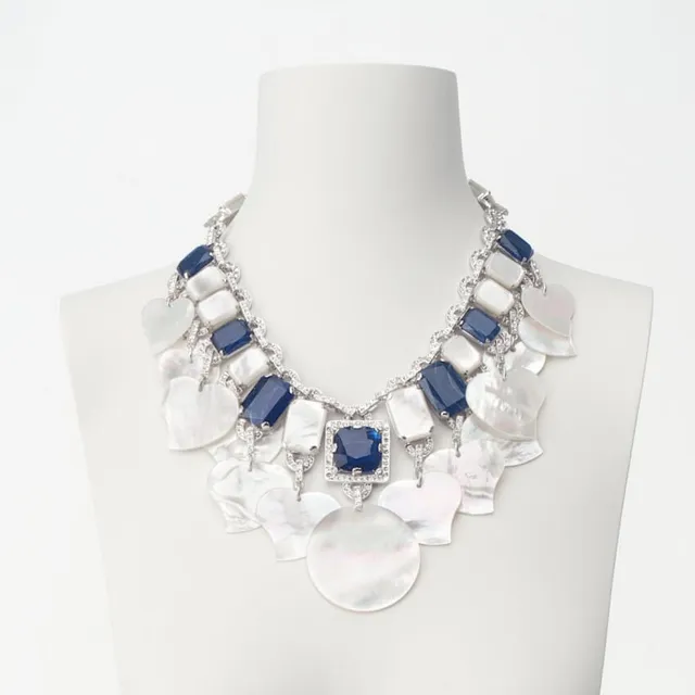 Chic Ad Hoc Collana Girocollo Madreperla e Vetro Blu