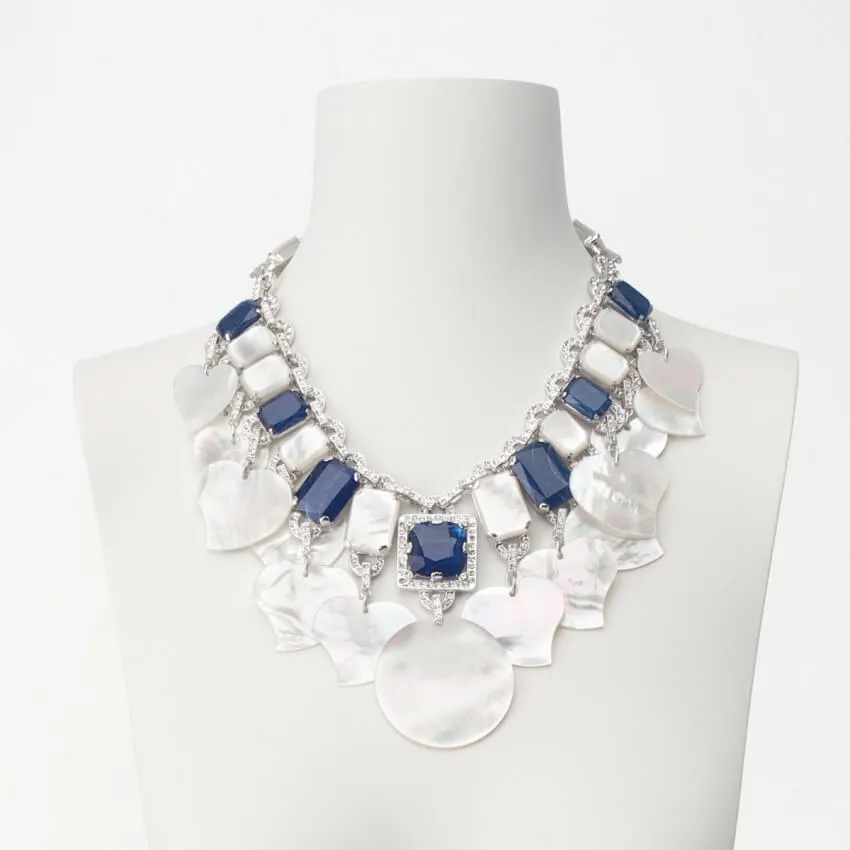 Chic Ad Hoc Collana Girocollo Madreperla e Vetro Blu