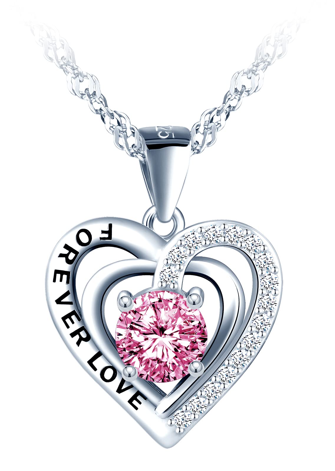 INFINIONLY parure cuore forever love rosa catena 45cm C