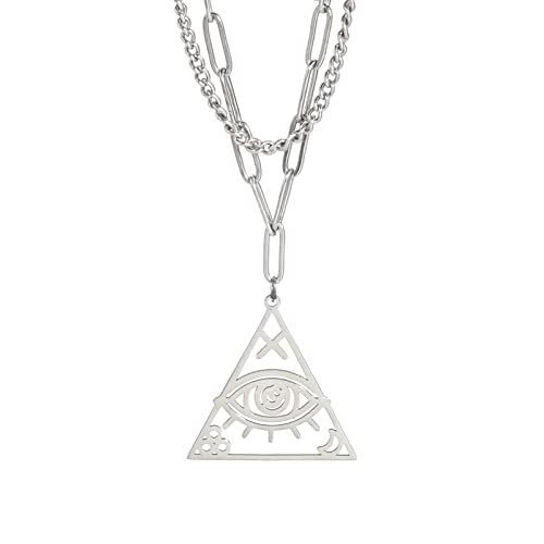 EUEAVAN Necklaces Collana occhio Horus acciaio triangolo