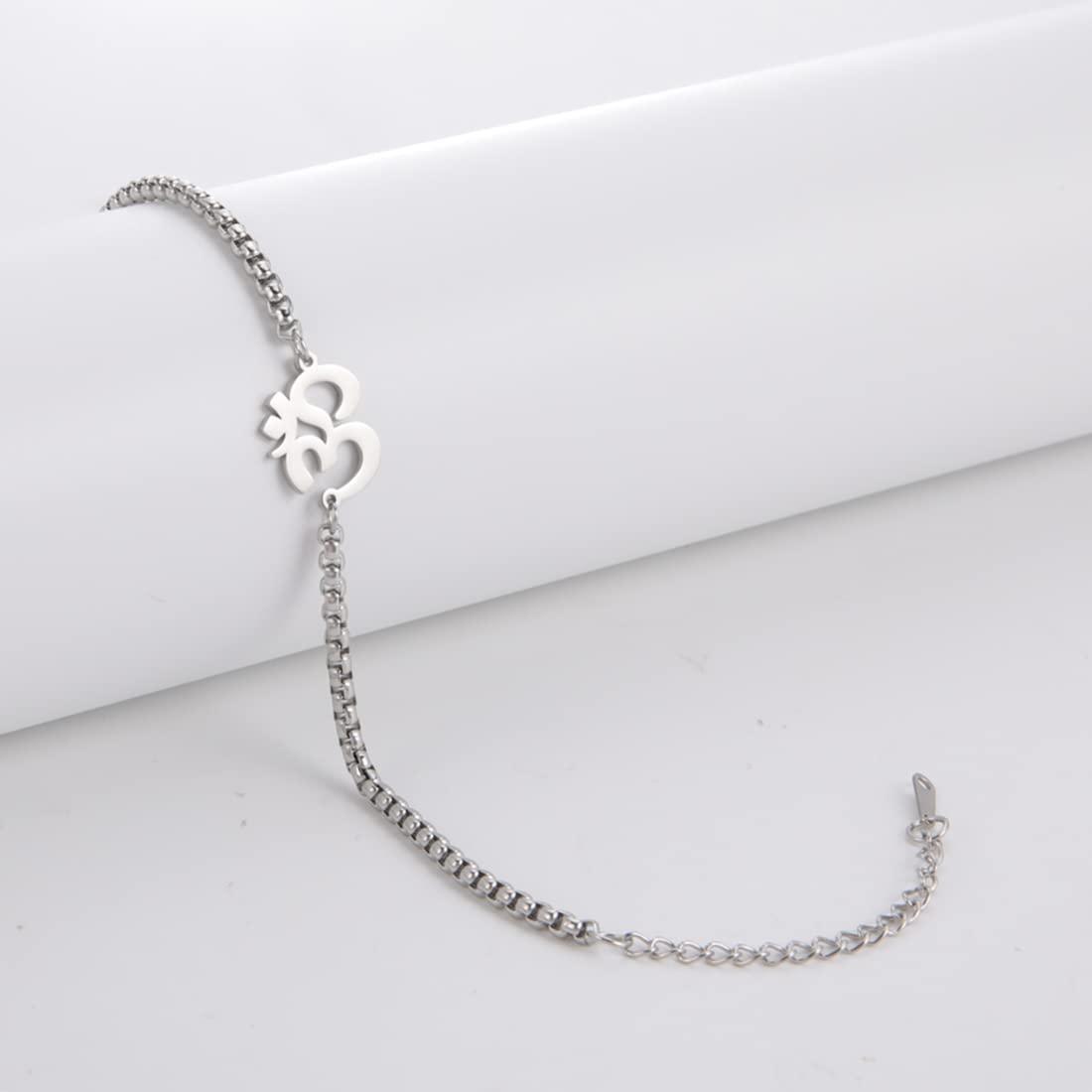 EUEAVAN Bracelets bracciale Om argento yoga portafortuna