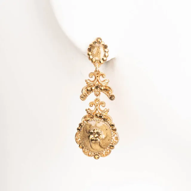 Chic Ad Hoc Orecchini vintage cristalli smalto oro antico
