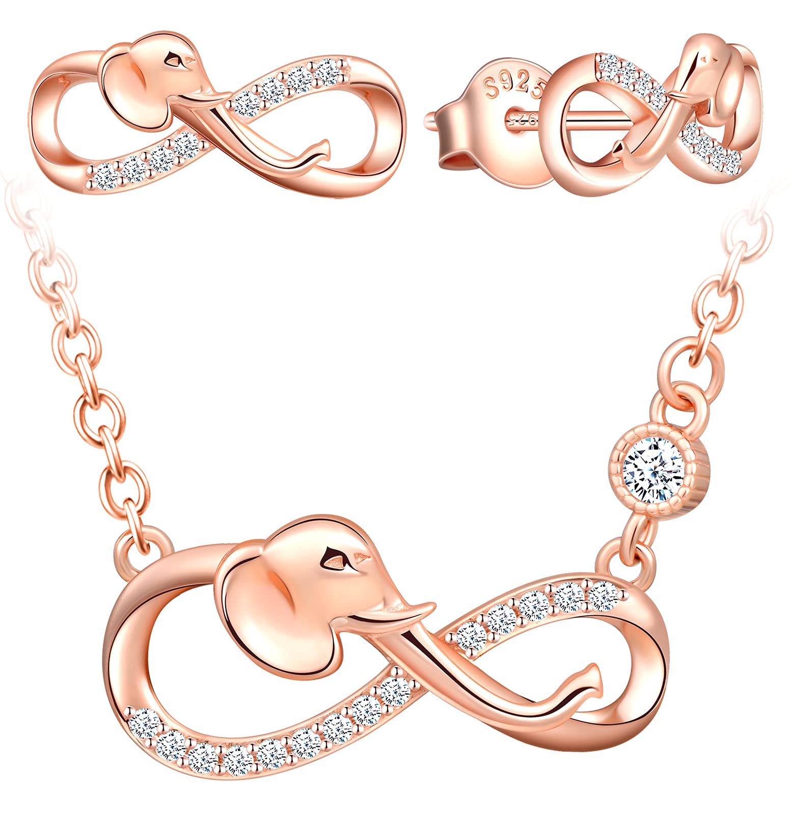 INFINIONLY Fashion Necklaces parure B collana oro rosa infinito