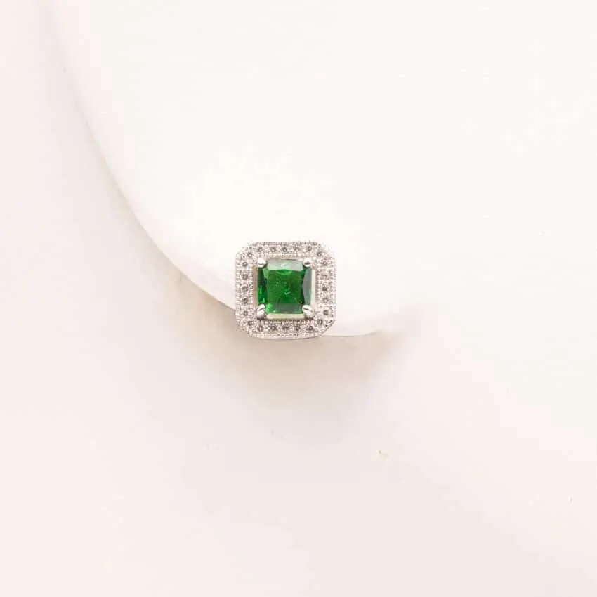 Chic Ad Hoc Orecchini punto luce ottagonale zircone verde