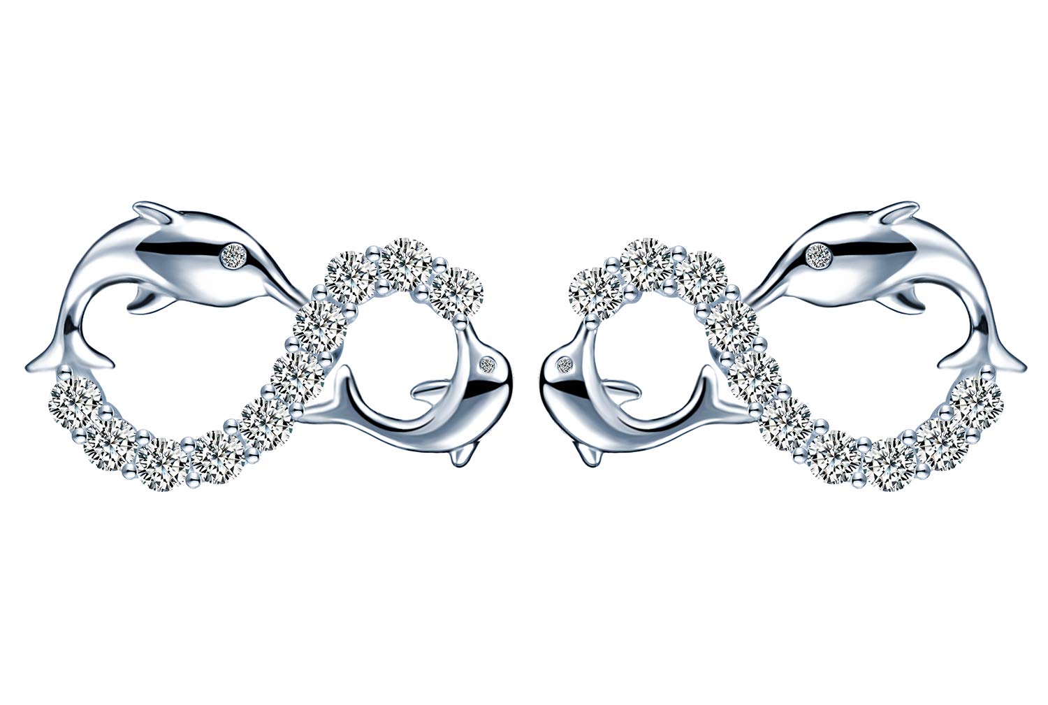 Infinionly Fashion orecchini delfino argento zircone