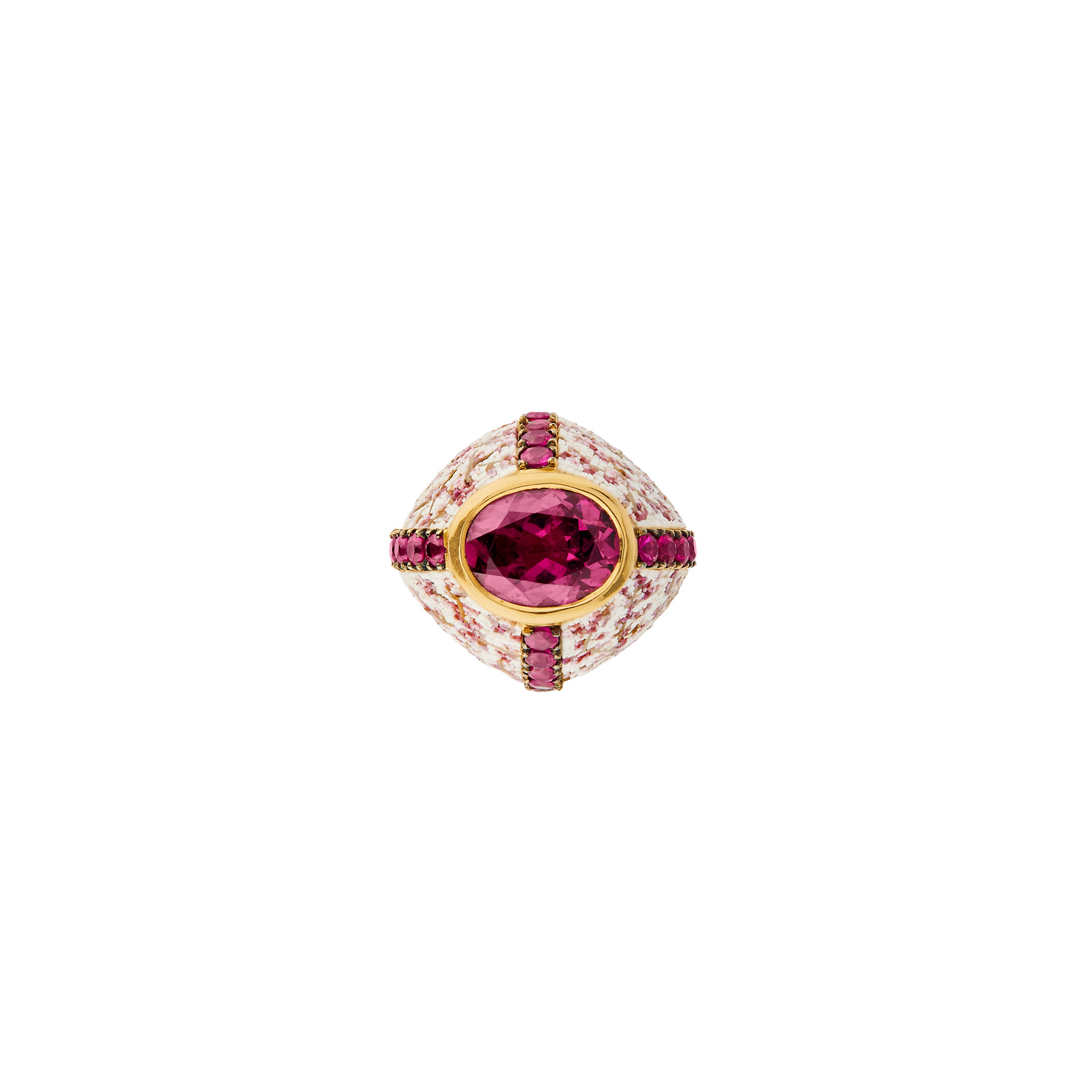 Le Sibille Bell Anello rubini rodolite mosaico