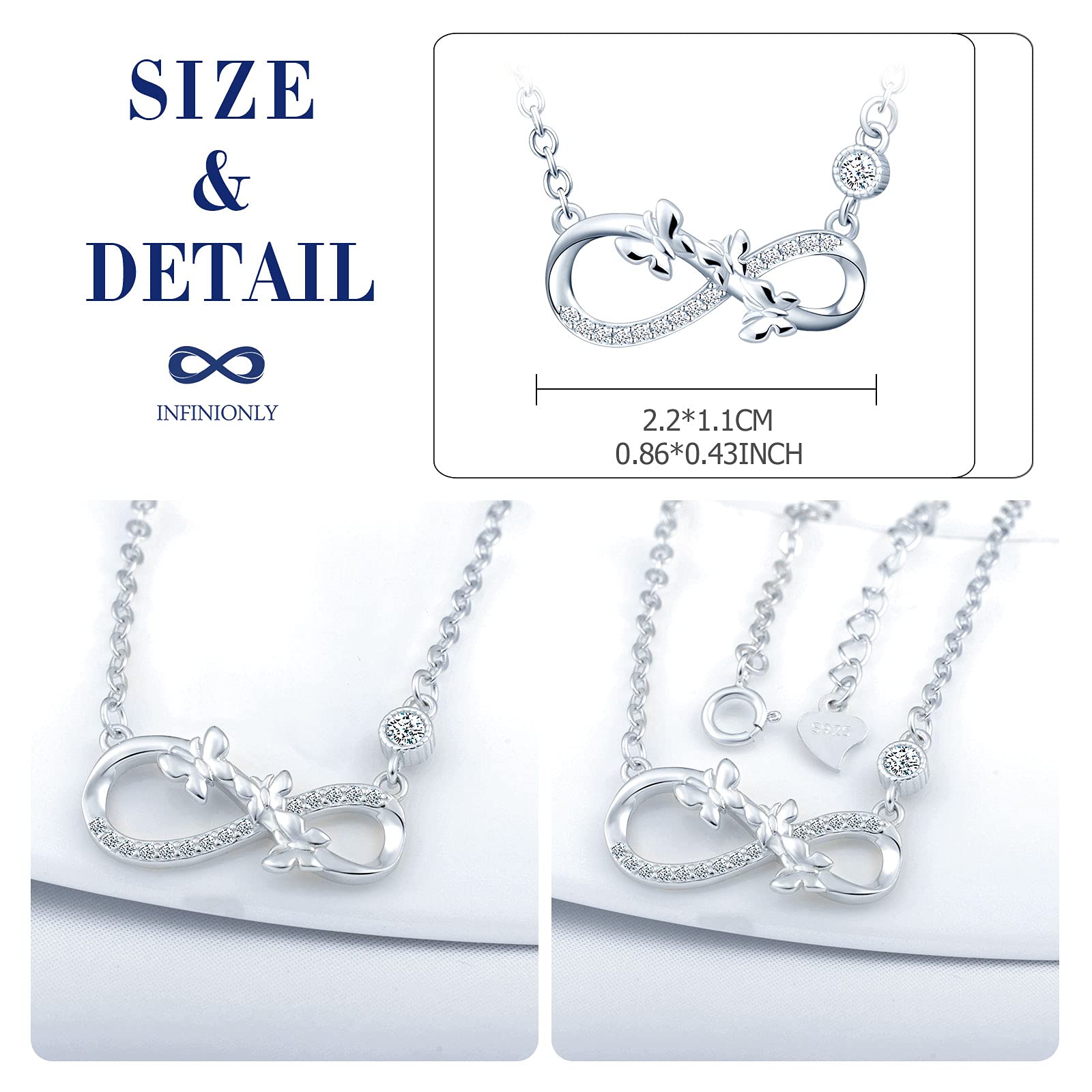 INFINIONLY Fashion Necklaces collana farfalla infinito argento 925