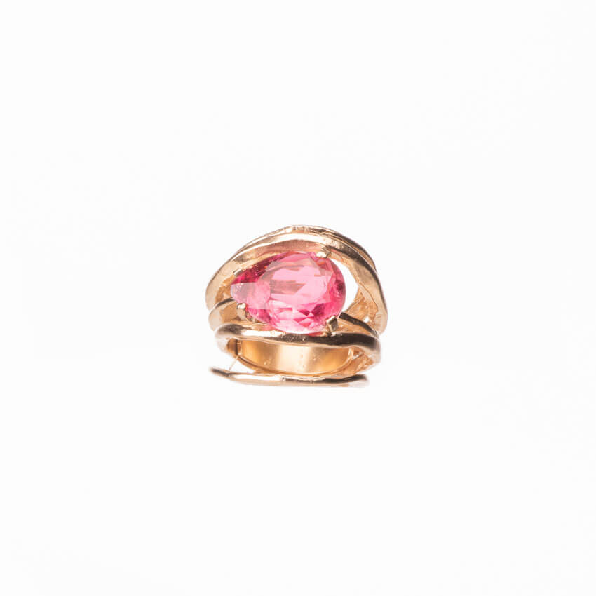 Chic Ad Hoc Anello Filo della Vita Oro Goccia Quarzo Rubino