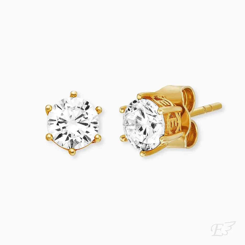 Engelsrufer Shiny Gold orecchini argento zirconia 6 mm