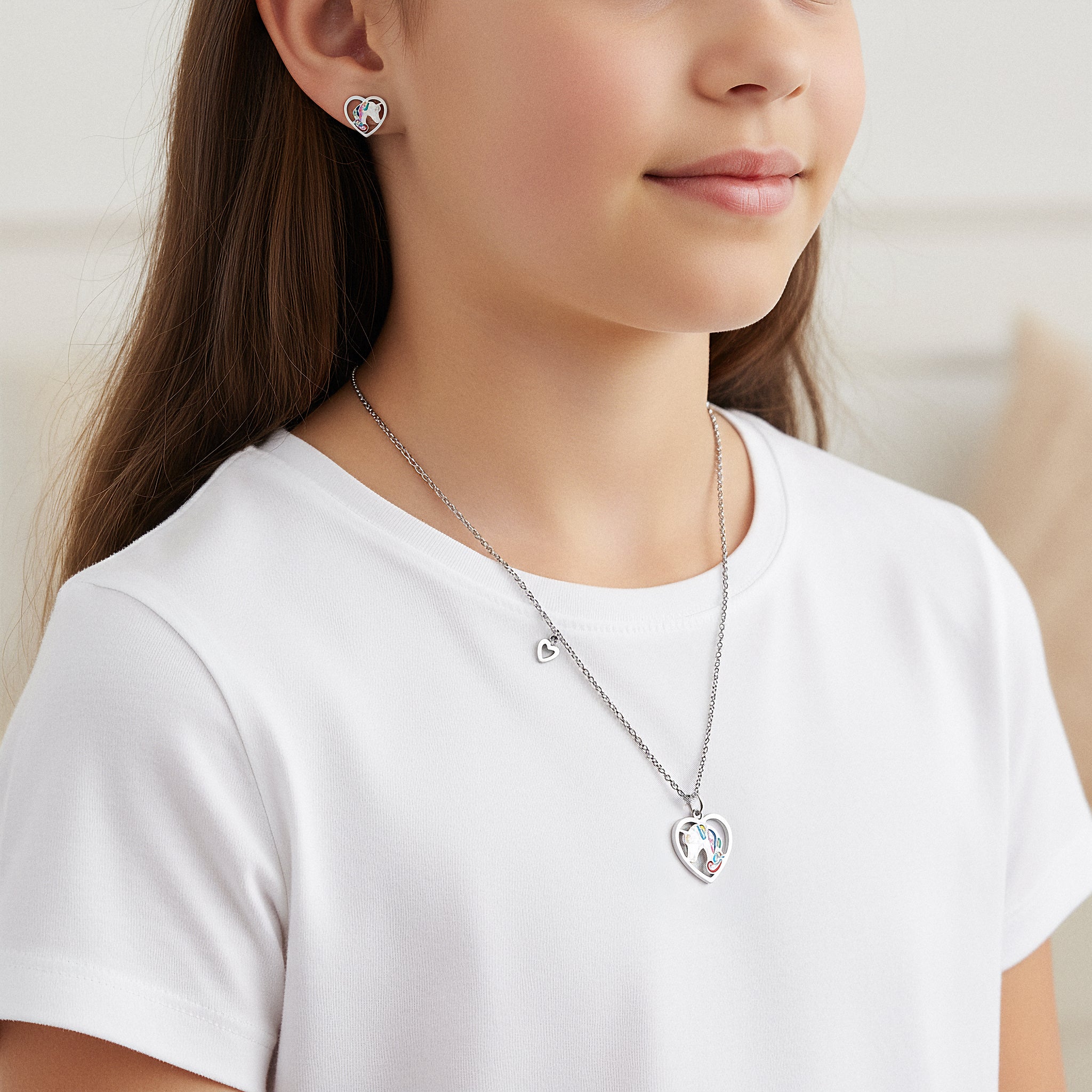 Engelsrufer Kinder collana unicorno acciaio smalto bambina