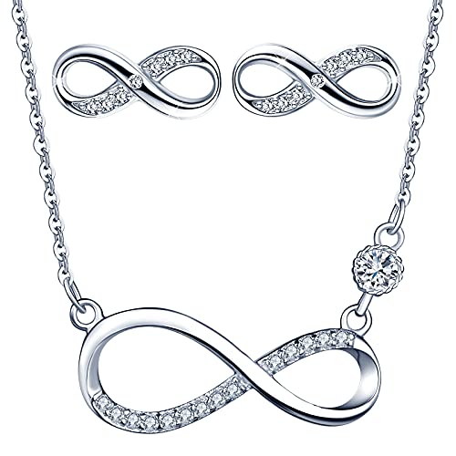 INFINIONLY Fashion Necklaces parure collana orecchini argento 925
