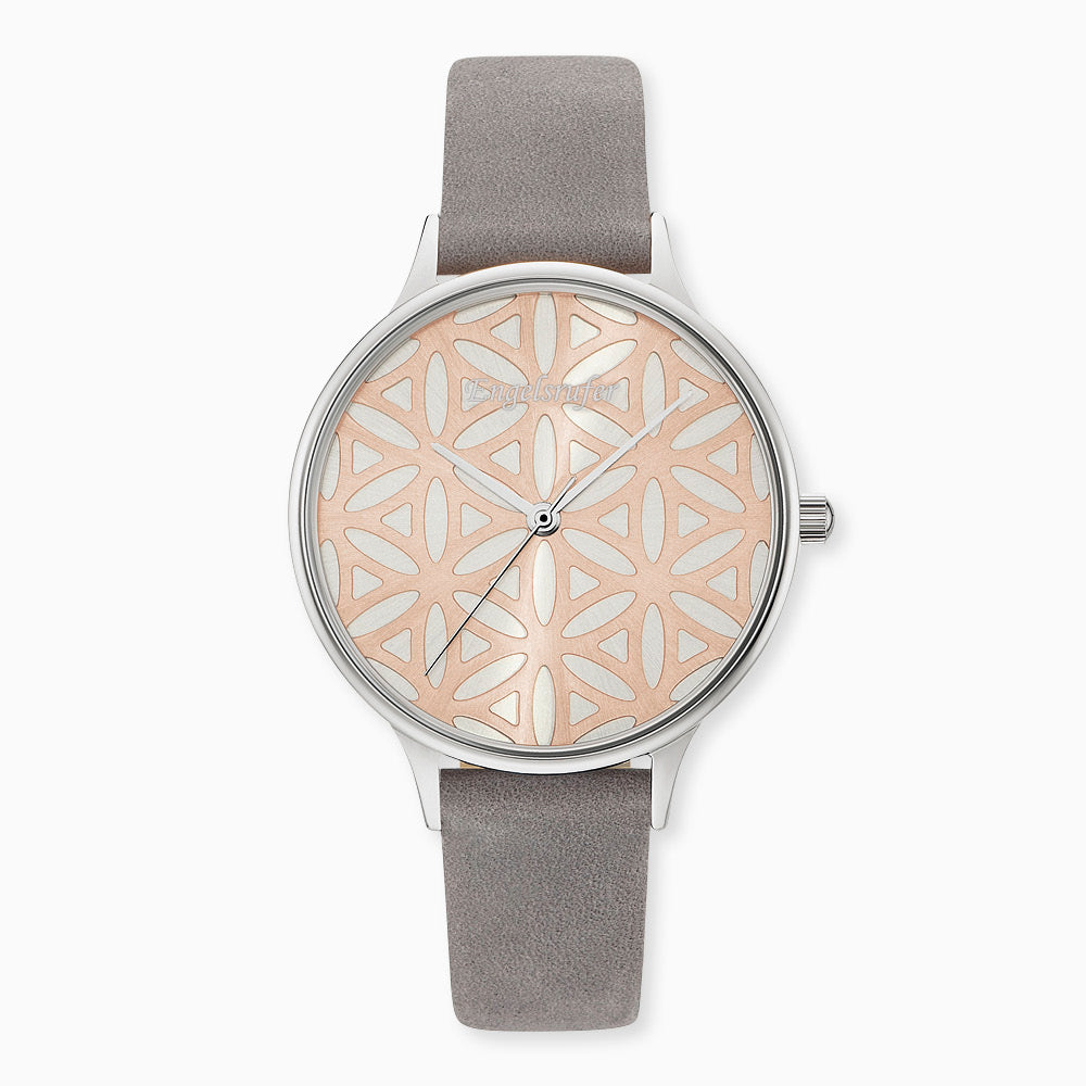 Engelsrufer Uhren Lebensblume Orologio Bicolor Grigio Nubuk
