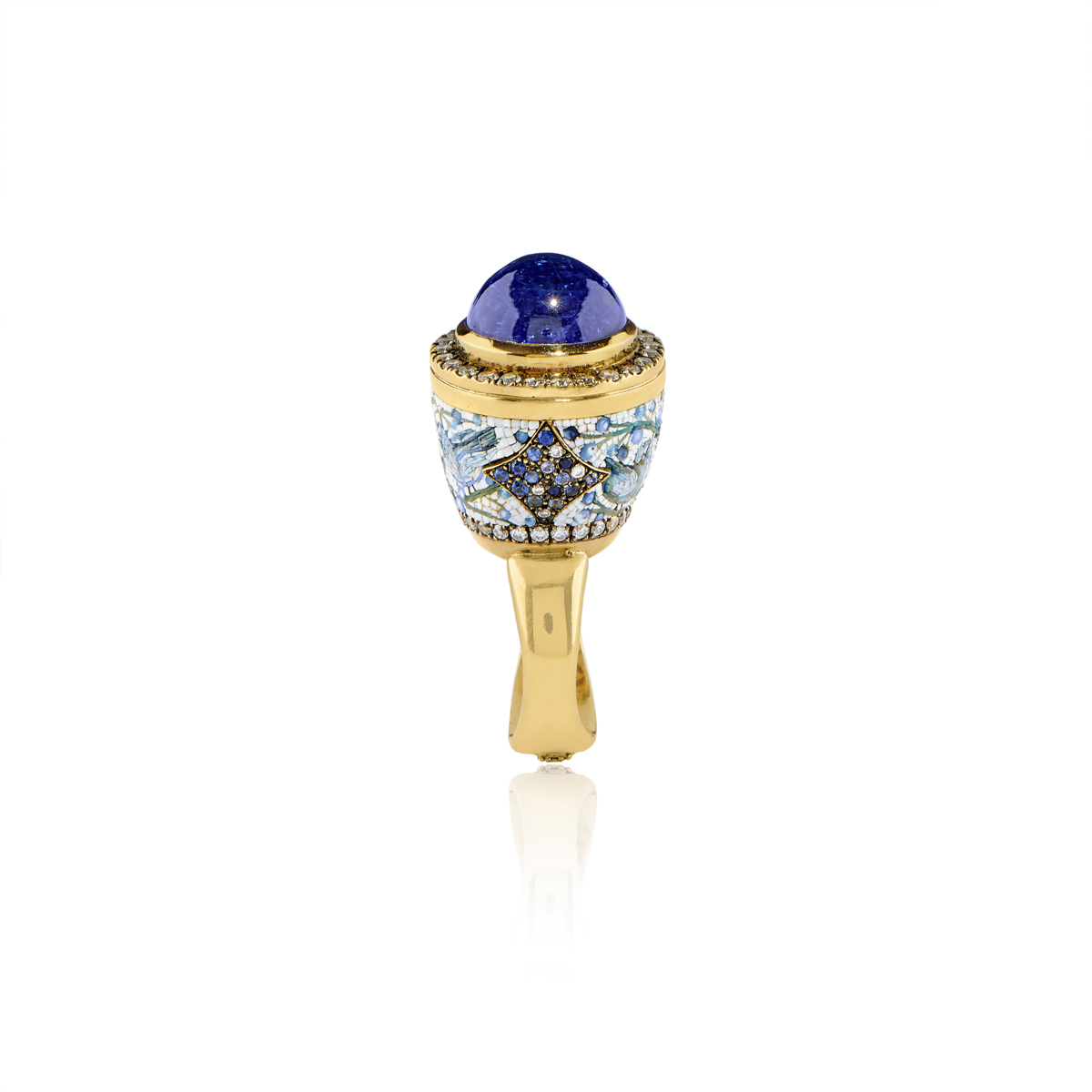 Le Sibille Lalique anello oro tanzanite 13.83 ct brillanti