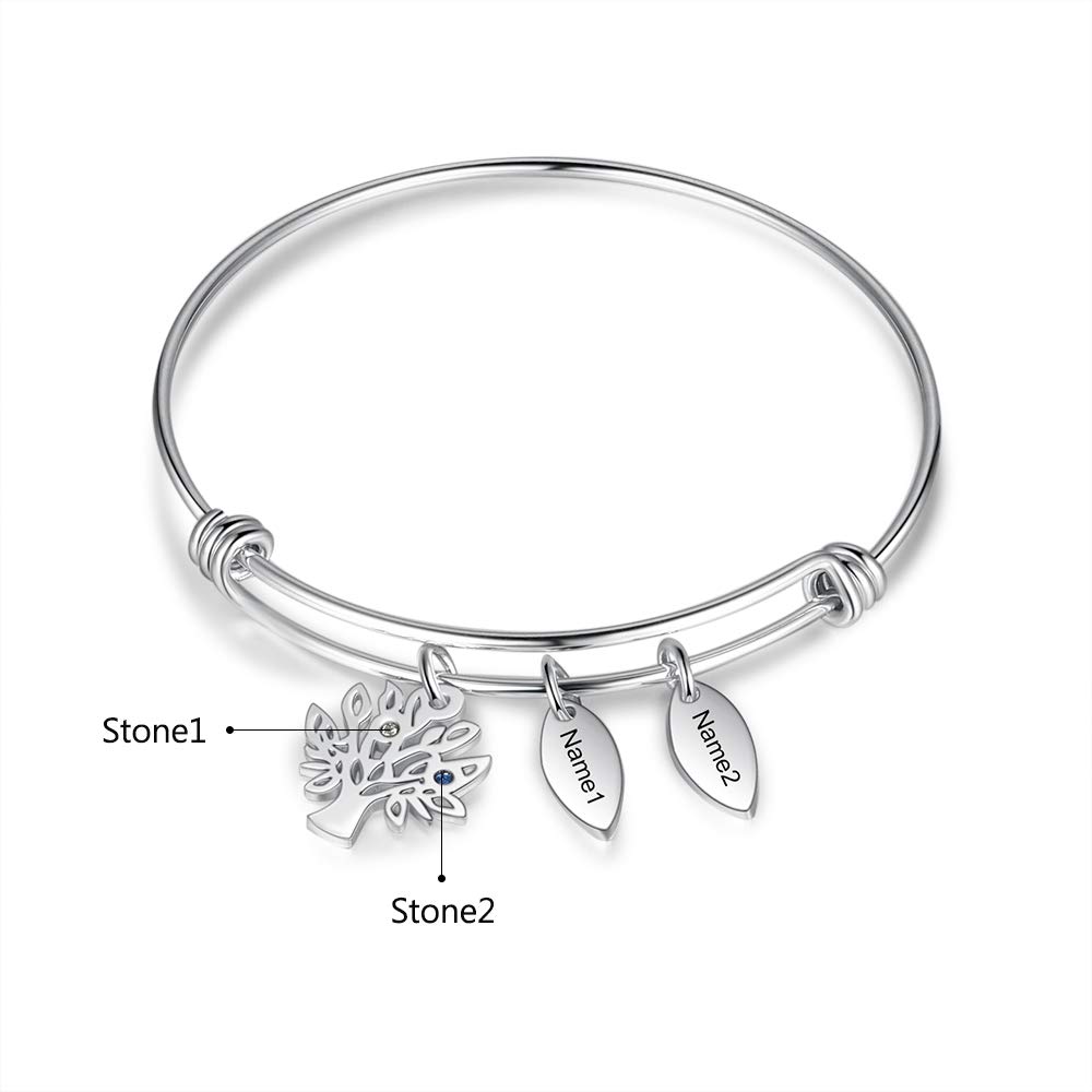 Jessemade Gioielli bracciale acciaio nome albero vita