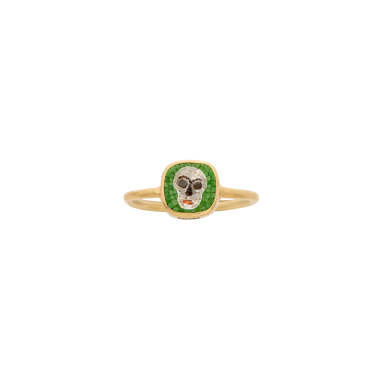 Le Sibille Teschio Anello Oro Mosaico Verde Memento Mori