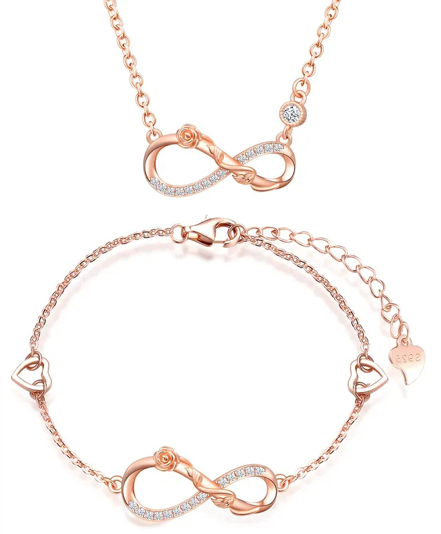 INFINIONLY Fashion Necklaces B parure argento fiore infinito