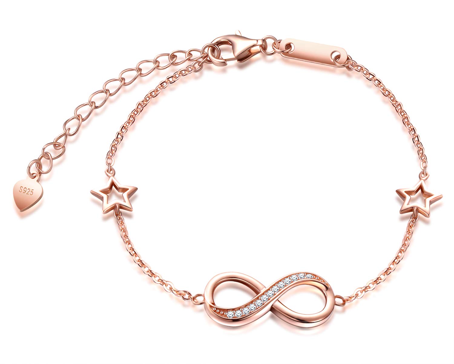 INFINIONLY Bracciale Infinito Argento 925 Rose Gold Zirconi