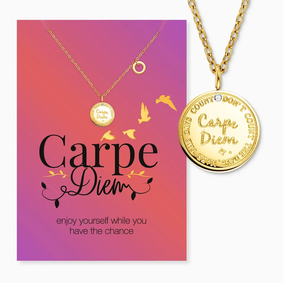 MySteel Carpe Diem collana oro acciaio con biglietto