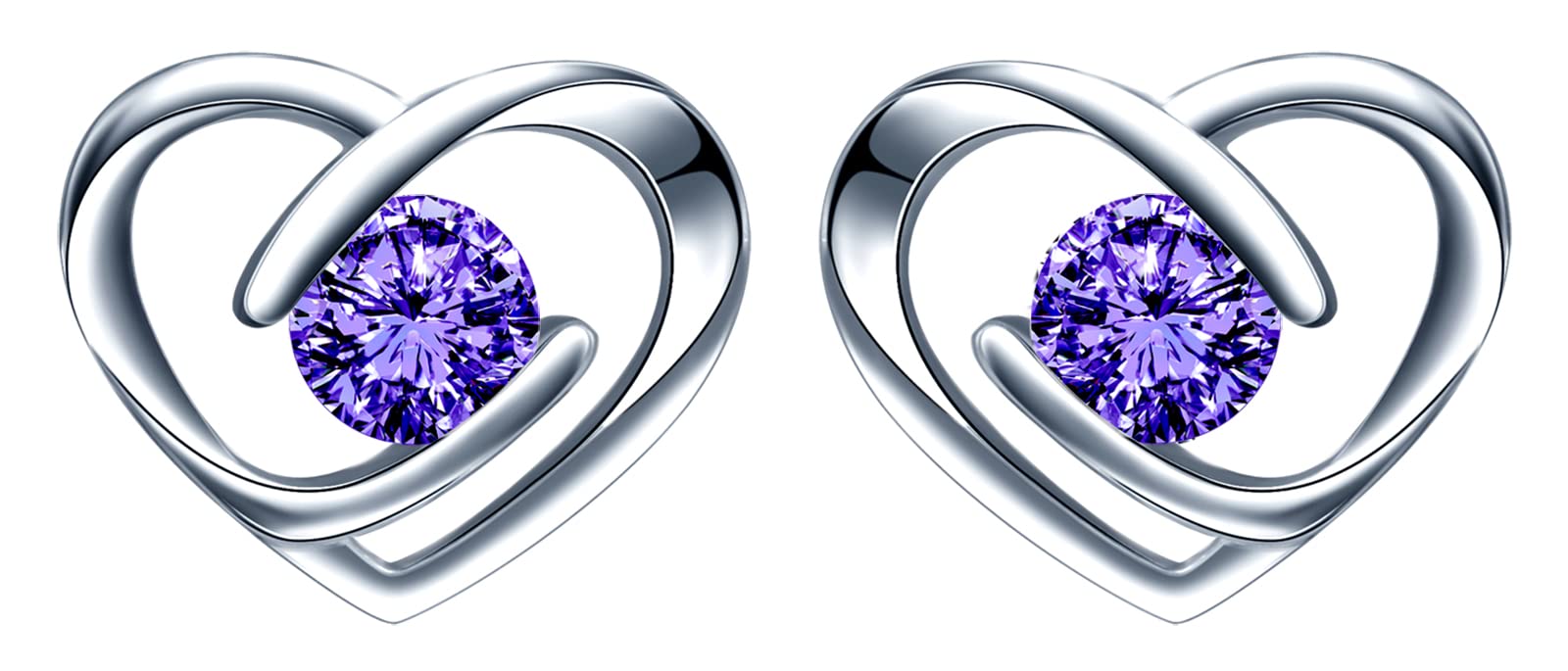 INFINIONLY Fashion Earrings orecchini cuore argento 925 rosso zirconi