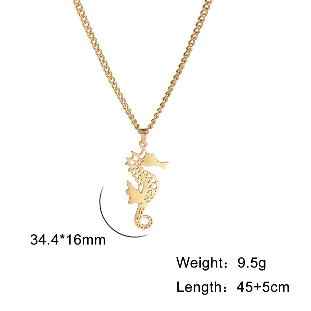Eueavan Necklaces collana cavalluccio marino oro