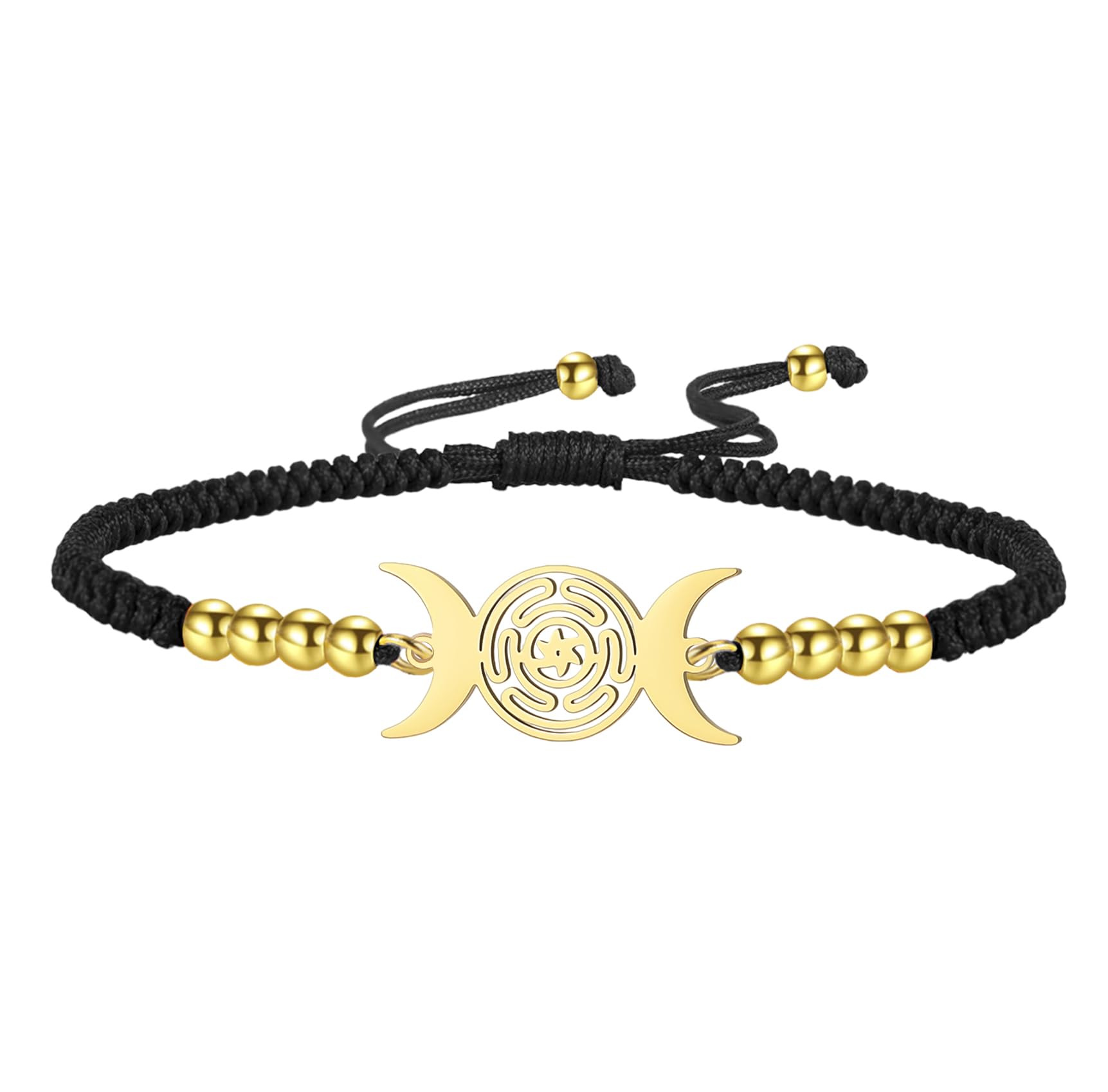Eueavan Bracelets Bracciale Hecate Tripla Luna Argento Regolabile