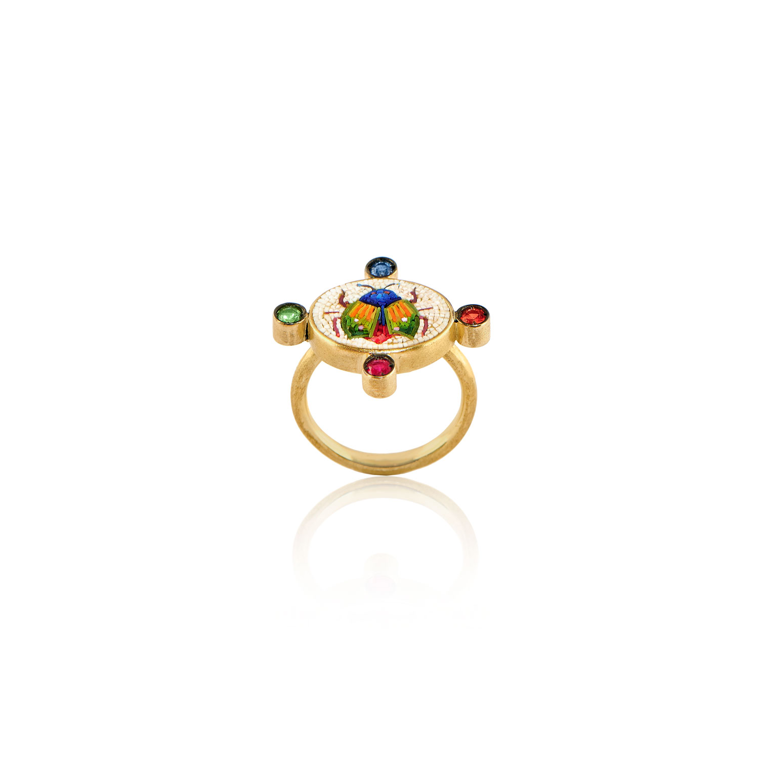 Le Sibille Beetle P Ring anello oro scarabeo zaffiri