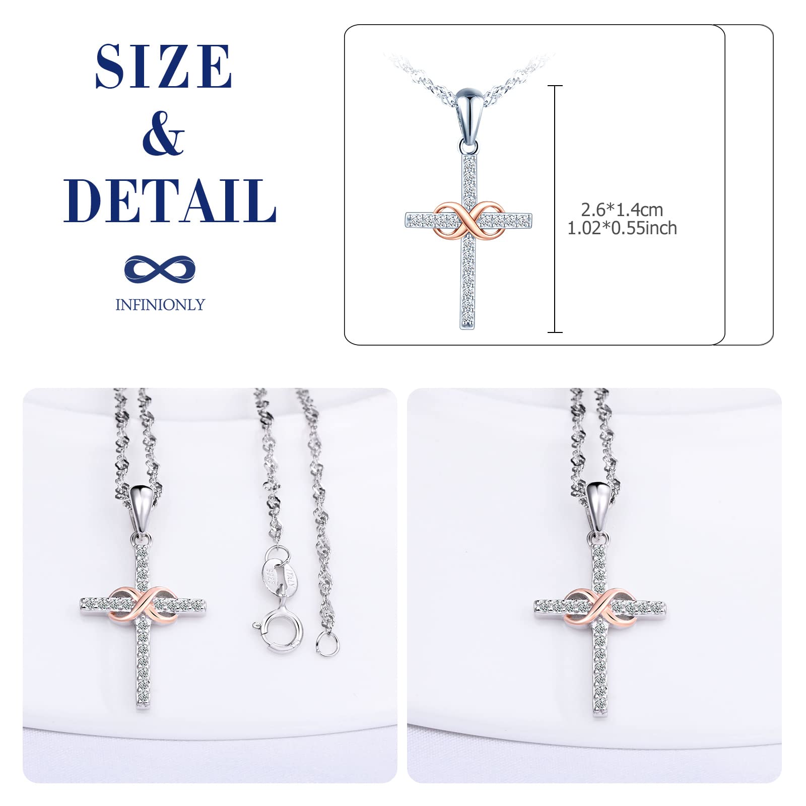 INFINIONLY collana croce infinito bicolore argento B-collane