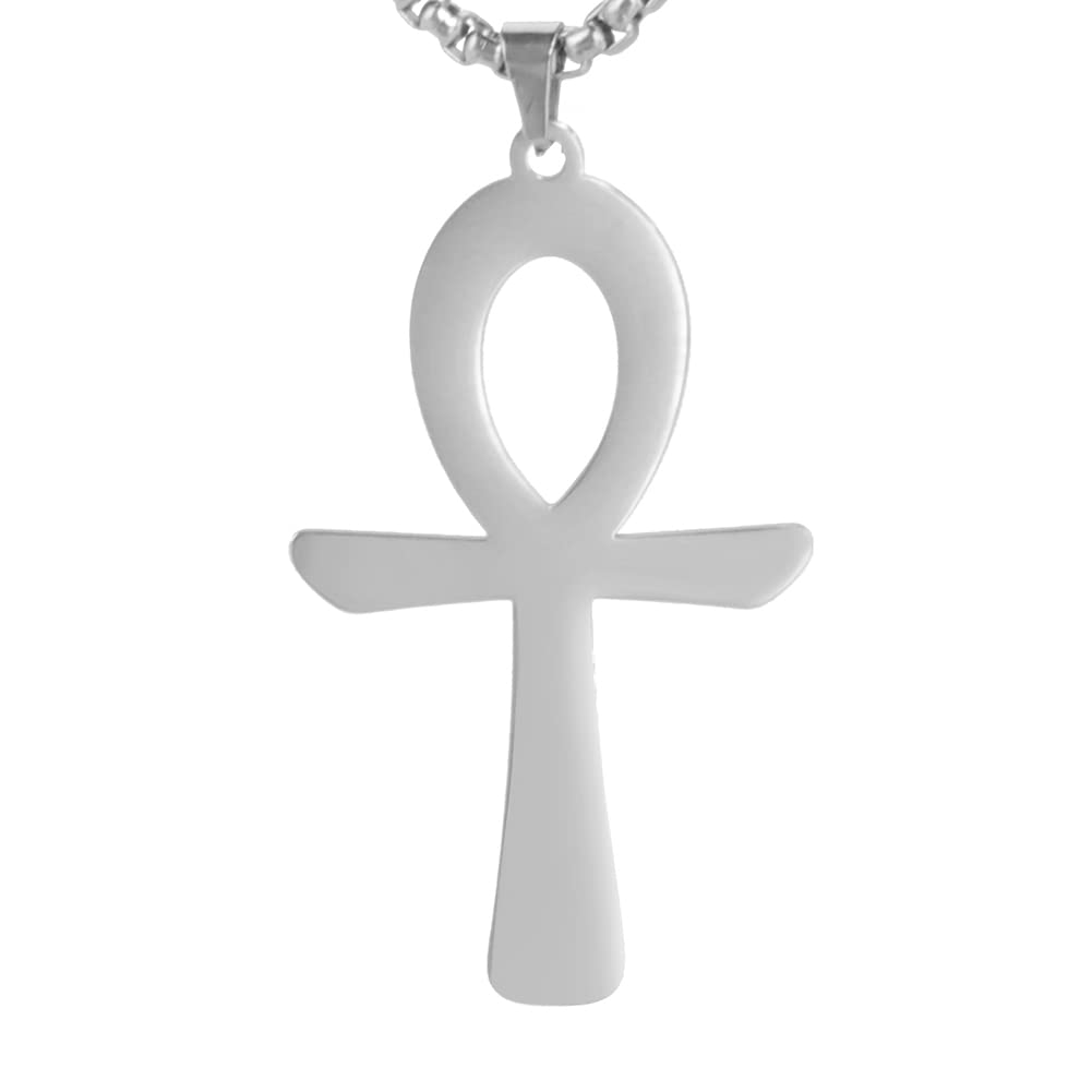 EUEAVAN Collana Acciaio Croce Ankh Egizia 60 cm Oro