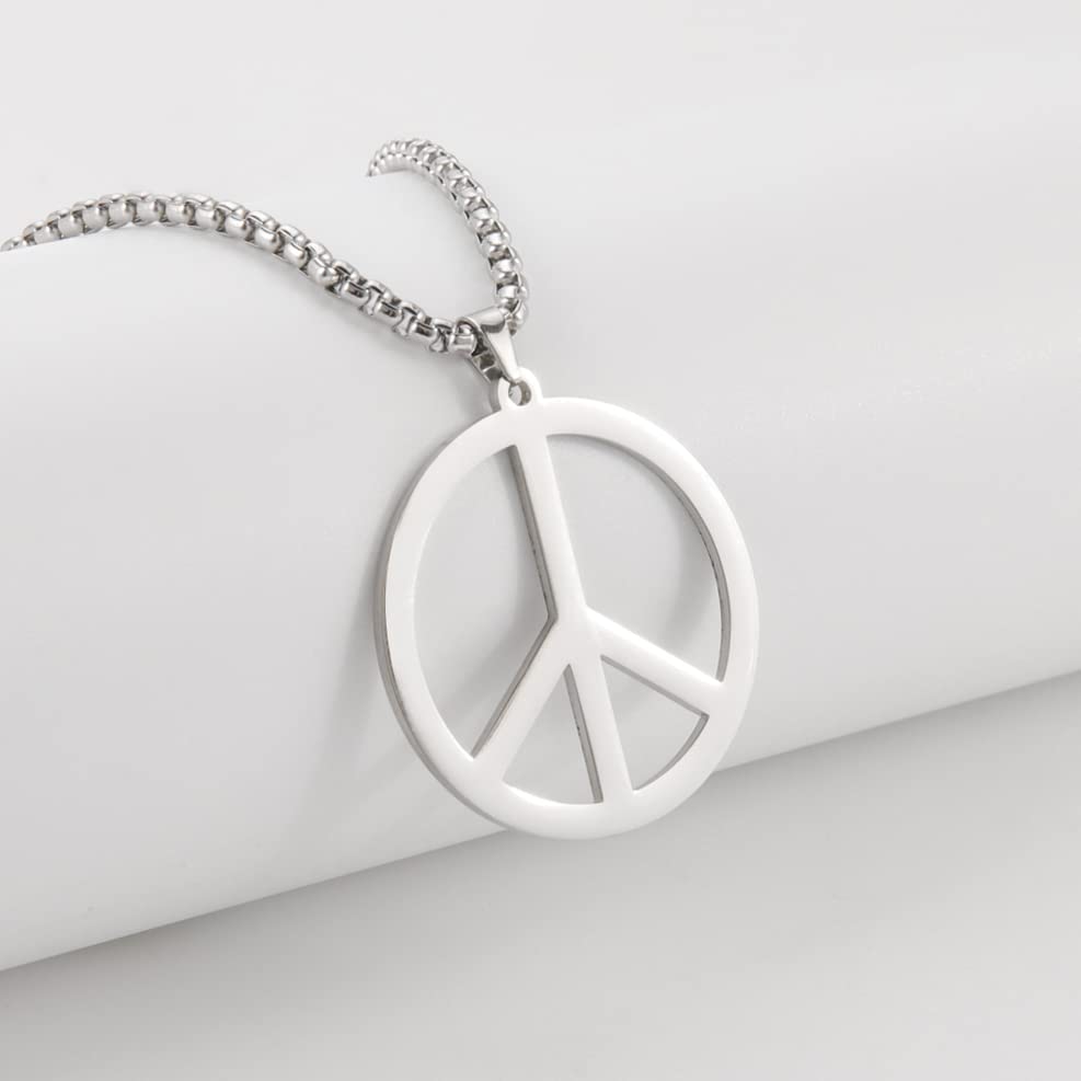 EUEAVAN Necklaces collana segno pace rotonda argento