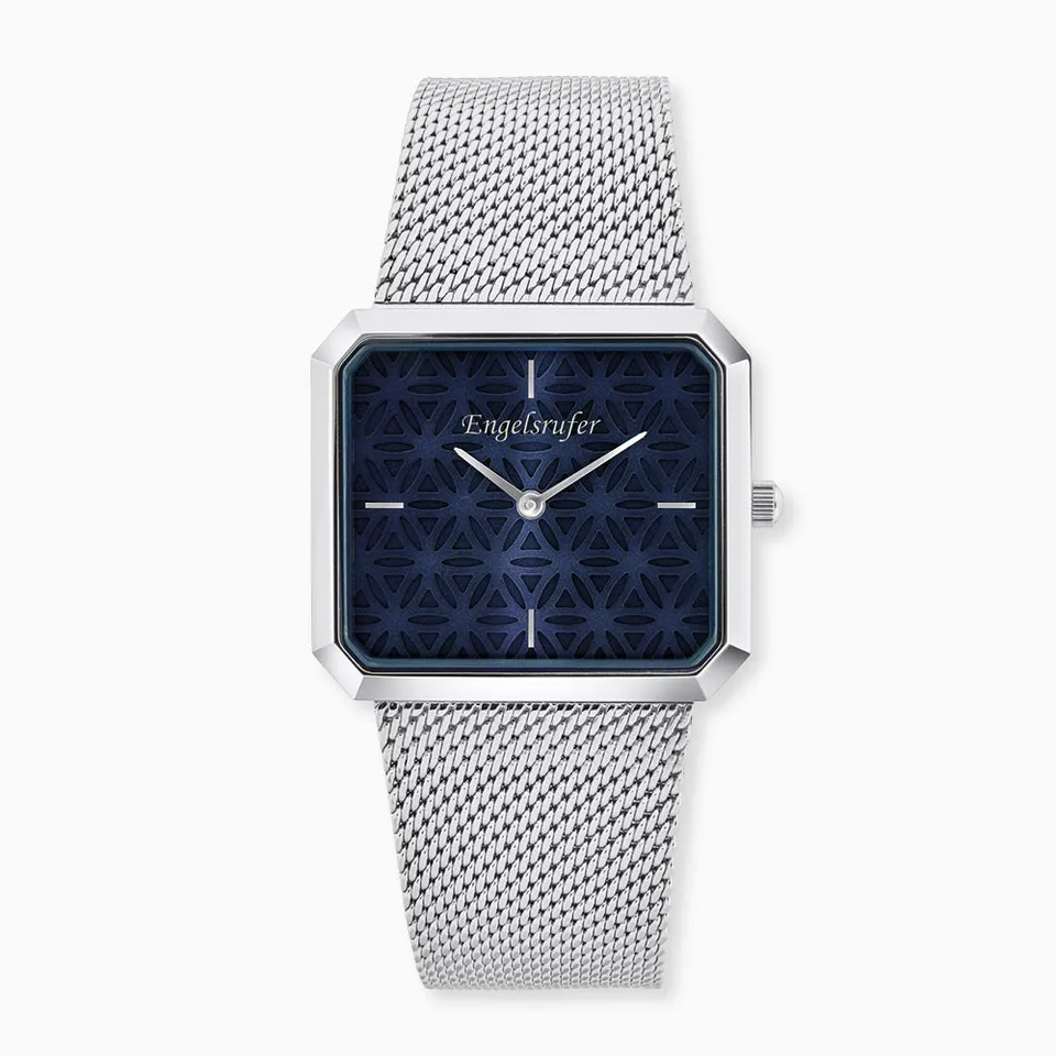 Engelsrufer Uhren Lebensblume orologio acciaio blu mesh