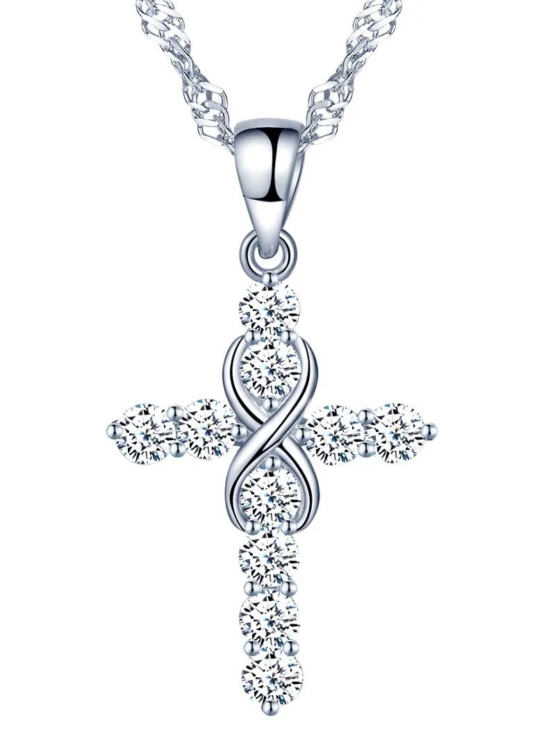 INFINIONLY Fashion Collana Argento 925 Silver Croce Infinito Zircone
