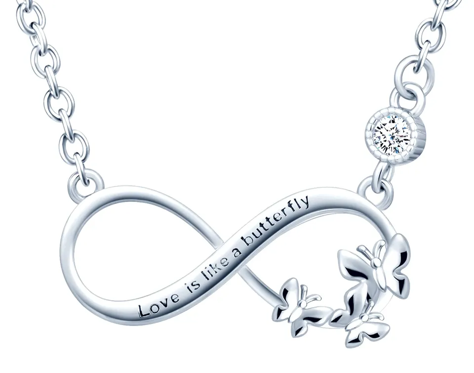 INFINIONLY Fashion Collana Farfalla Argento 925 Infinito Zirconi