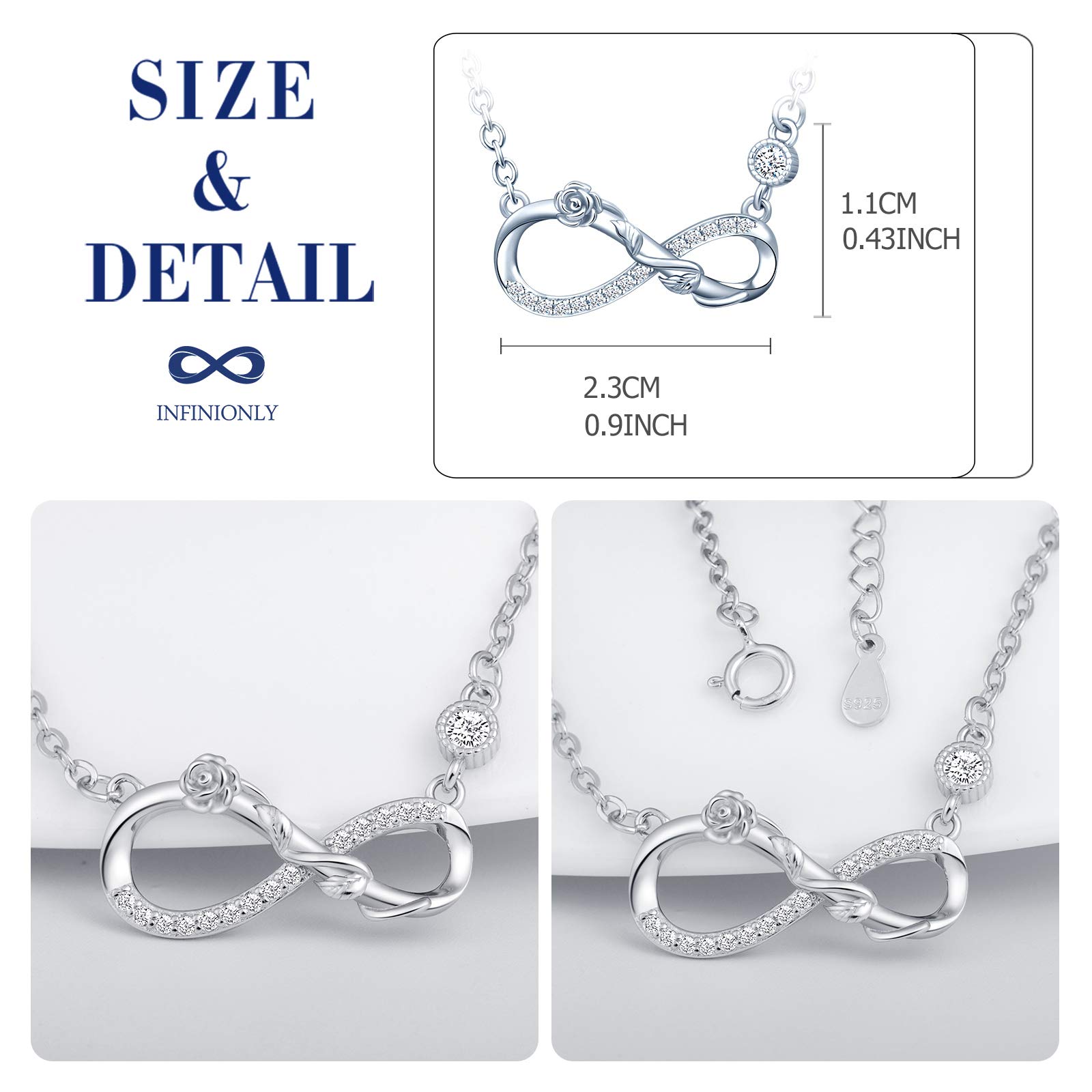 INFINIONLY Fashion Necklaces collana Silver-necklace infinito