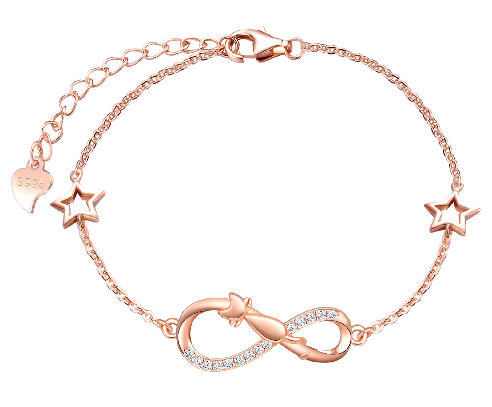INFINIONLY Fashion Bracelets bracciale gatto cuore oro rosa argento