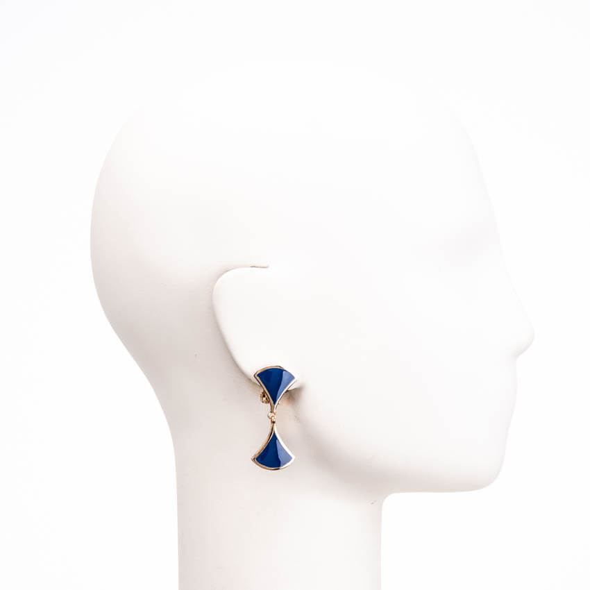 Chic Ad Hoc Orecchini clip ventaglio oro e blu