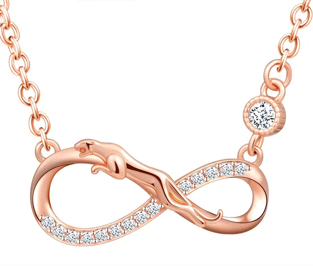 INFINIONLY Fashion Collana oro rosa infinito leopardo