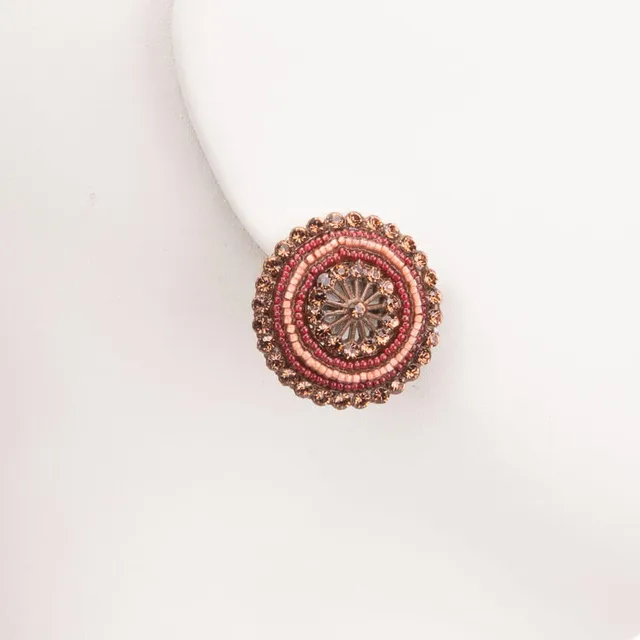 Chic Ad Hoc Orecchini Clip bottone microcristalli bordeaux