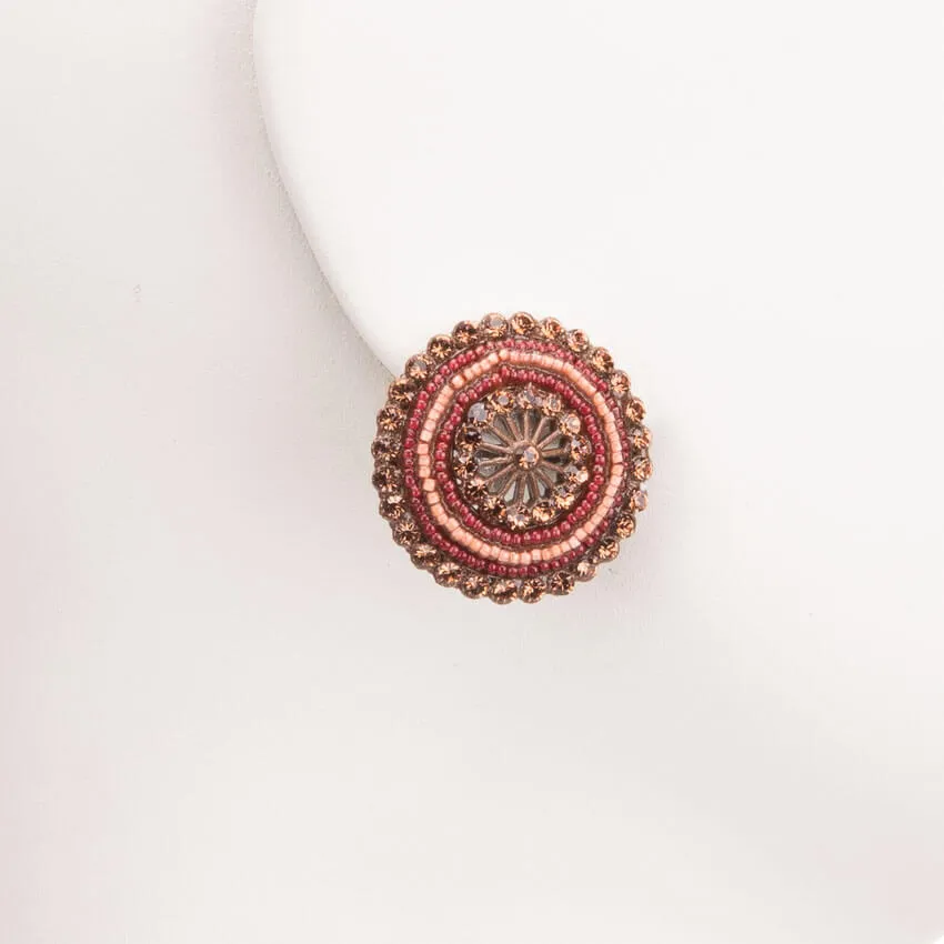 Chic Ad Hoc Orecchini Clip bottone microcristalli bordeaux