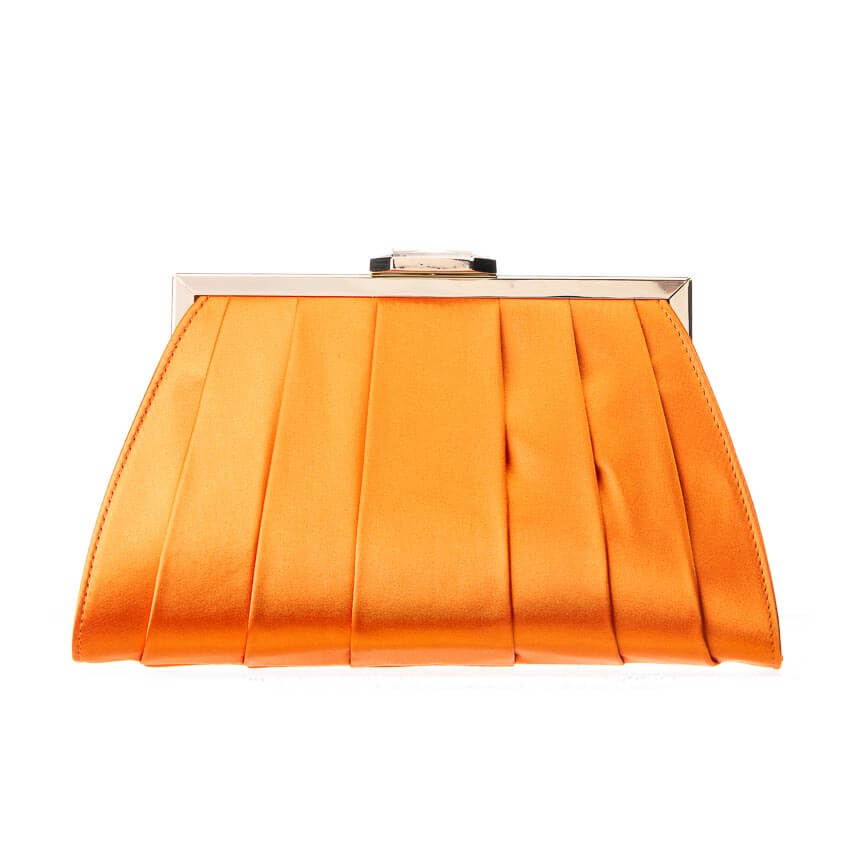 Chic Ad Hoc Pochette plissettata arancione chiusura gioiello