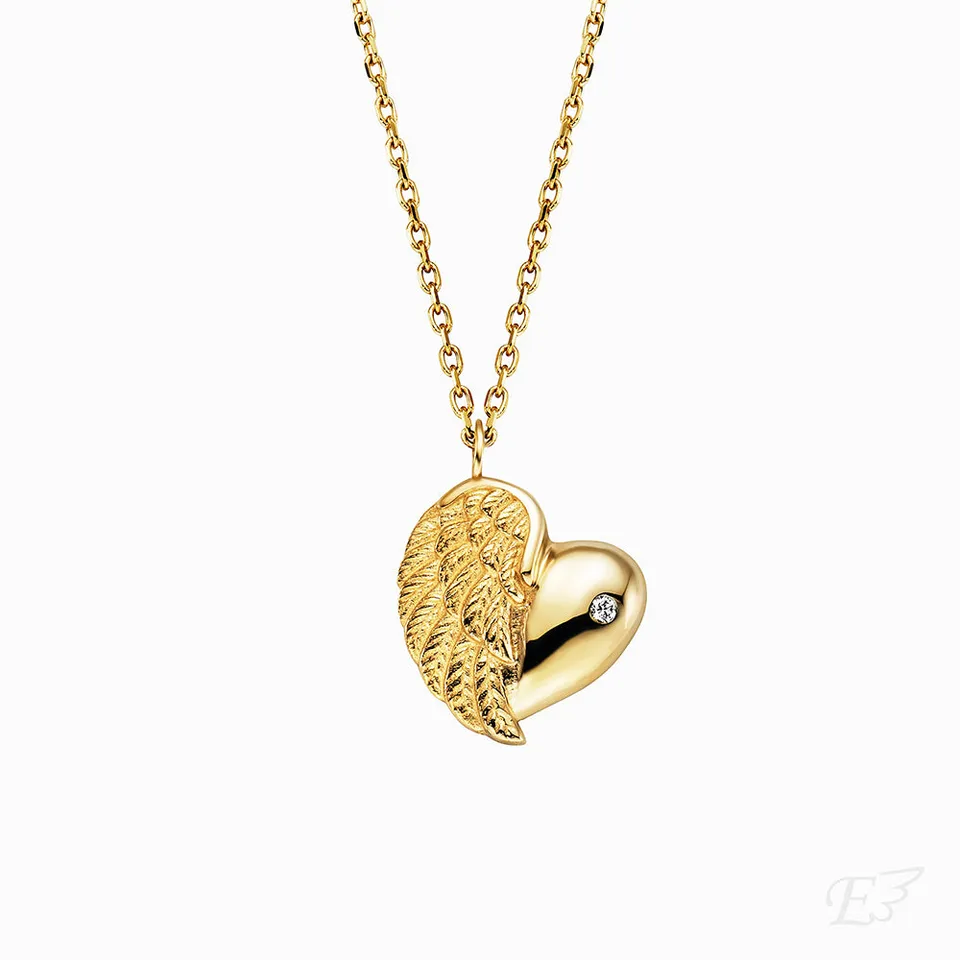 Engelsrufer Herzflügel collana oro 375 diamante cuore