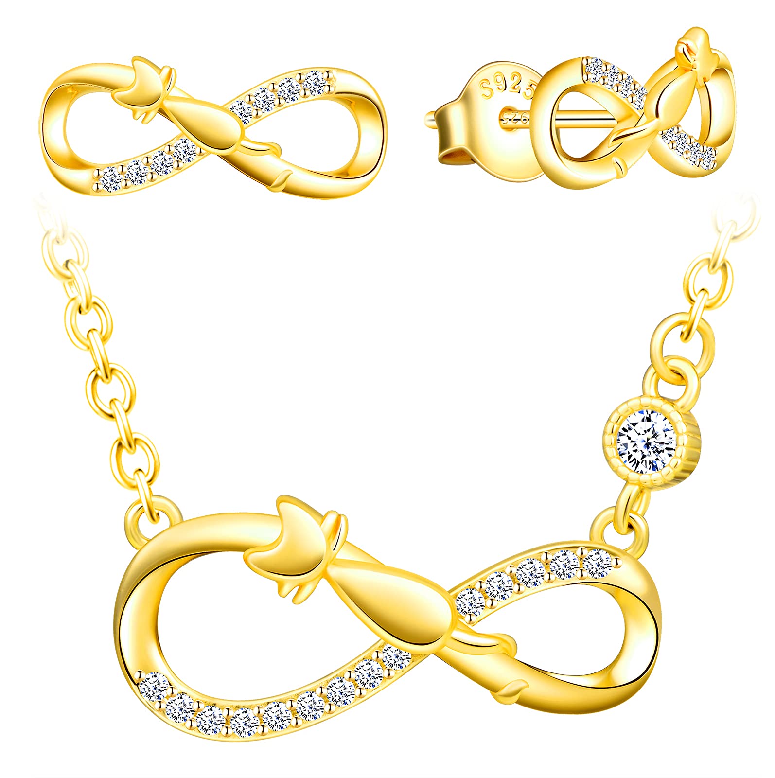 INFINIONLY Fashion Parure C Infinito Gatto Argento 925